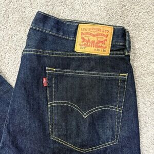 Levis 505 Jeans Mens 36x30 Blue Denim Regular Fit Straight Leg Dark Stone Wash